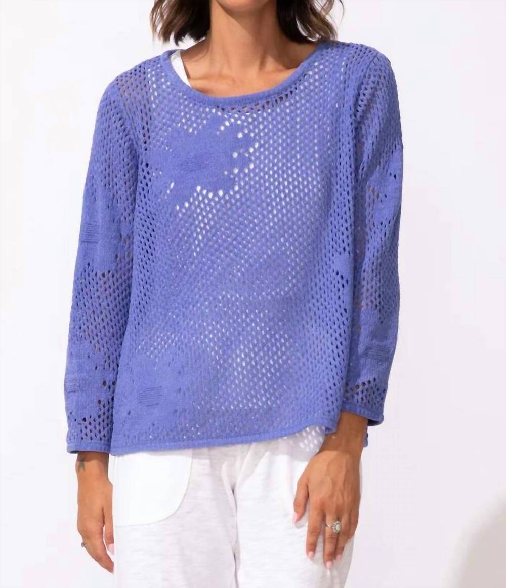 NEW HABITAT women's floral crochet pullover in blue